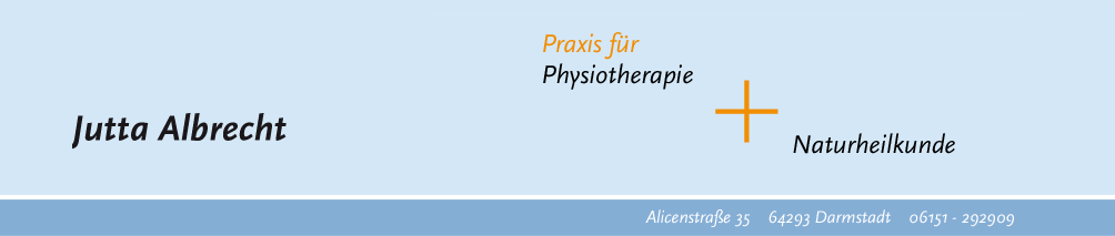 Praxis für Physiotherapie, Jutta Albrecht, Alicenstraße 35, 64293 Darmstadt, Tel./Fax.: 06151-292909